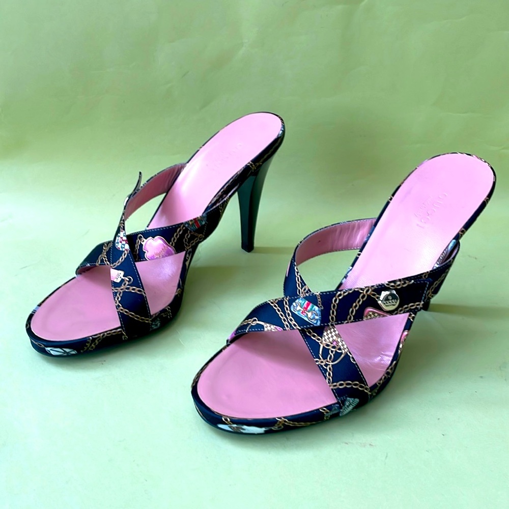 Gucci vintage multicolored satin/leather heels - Picture 8 of 16